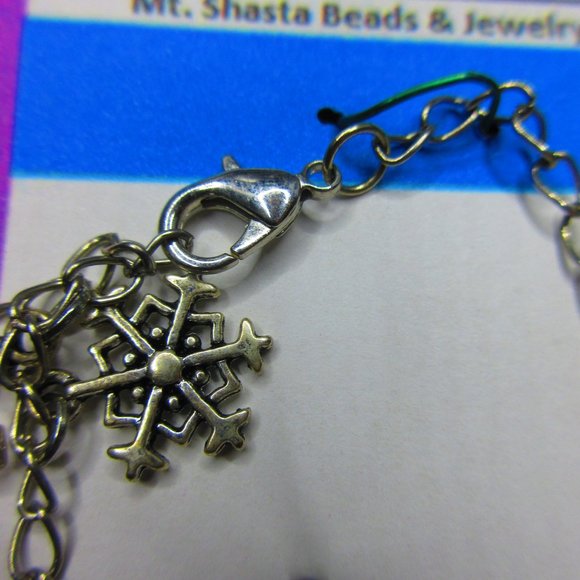 Snowflake Charm Jewelry Bracelet Adjustable Lobster Claw Clasp - Picture 3 of 4